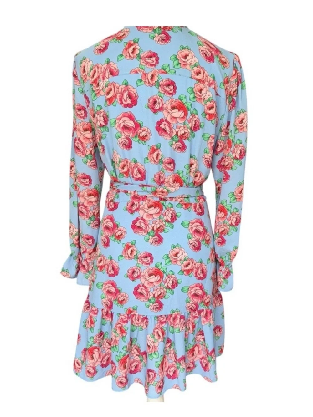 GORGEOUS UnTuckit Spring Floral Tie-Waist Mini Dress in Light Blue & Rose - Picture 8 of 9